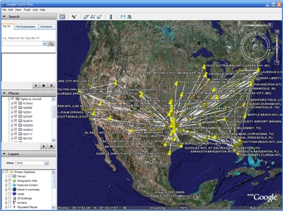 FlightCentral Route Browser (Google Earth View)