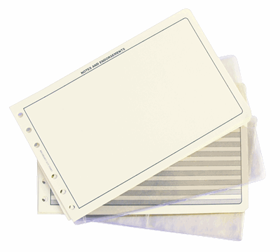 Notes, Endorsement, Memo Pages for Premier, Old World, and Sport Binders