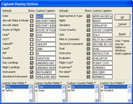 Logbook Pro Display Configuration