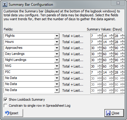 Summary Bar Configuration